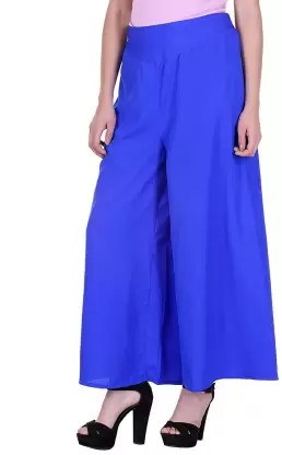 Flared Women Blue Trousers
