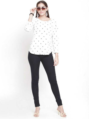 Casual Regular Sleeves Polka Print Women Multicolor Top