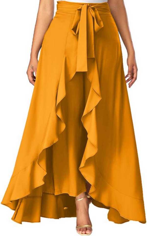 TANDUL  Women Solid Flared Yellow Skirt