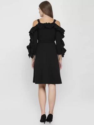 TANDUL  Women Fit and Flare Black Dress