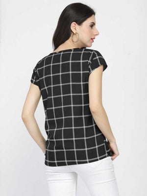 TANDUL  Casual Regular Sleeves Checkered Women Multicolor Top
