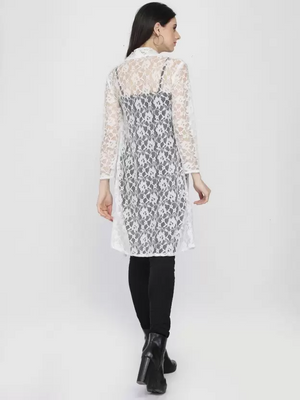 TANDUL  Women 3/4 Sleeve White Shrug