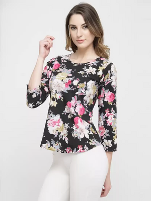 ZARVEY  Casual Regular Sleeves Printed Women Multicolor Top