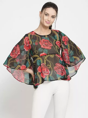 ZARVEY  Casual Sleeve Printed Women Multicolor Top