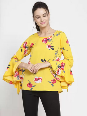 TANDUL Casual Bell Sleeves Printed Women Multicolor Top