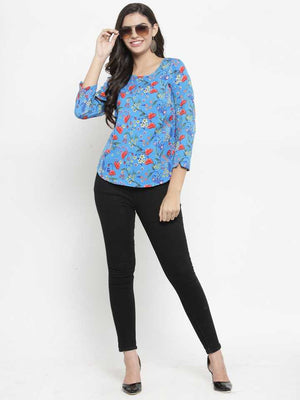 Casual Regular Sleeves Printed Women Multicolor Top