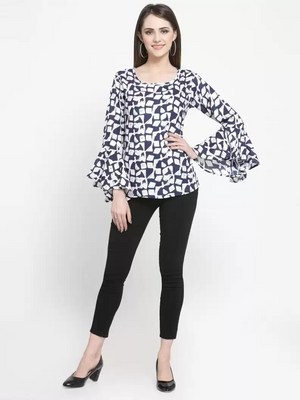 TANDUL  Casual Bell Sleeves Printed Women Multicolor Top