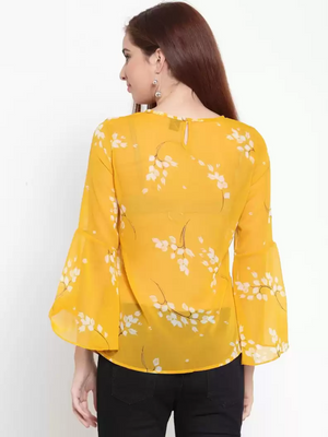 TANDUL  Casual Bell Sleeves Floral Print Women Multicolor Top