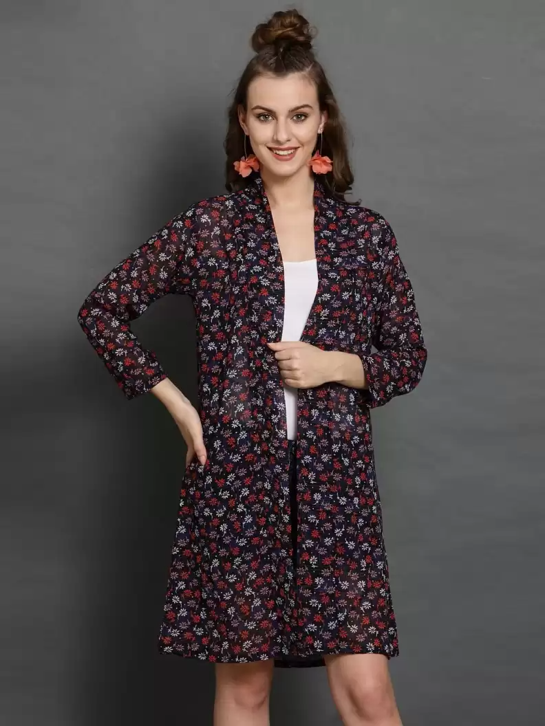 TANDUL  Women 3/4th Sleeve Multicolor Shrug