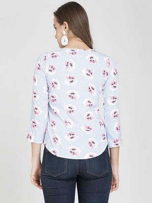 TANDUL  Casual Regular Sleeves Floral Print Women Multicolor Top