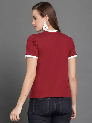 TANDUL  Casual Regular Sleeves Solid Women Maroon Top