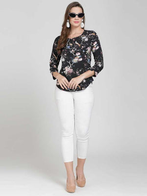Casual Regular Sleeves Printed Women Multicolor Top