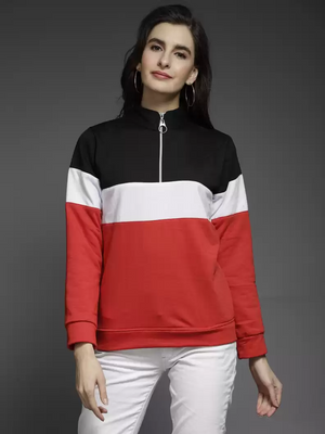 TANDUL  Full Sleeve Color Block Women Sweatshirt