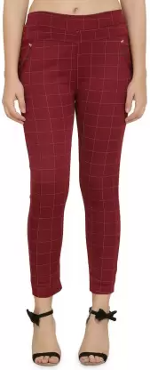 TANDUL Maroon Jegging  (Checkered)
