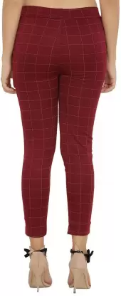 TANDUL Maroon Jegging  (Checkered)
