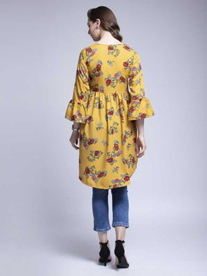 TANDUL  Casual Bell Sleeves Printed Women Yellow Top