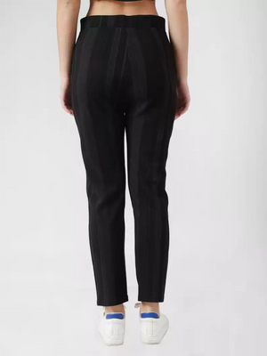 TANDUL  Regular Fit Women Black Viscose Blend Trousers