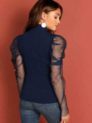 TANDUL Casual Regular Sleeves Solid Women Blue Top