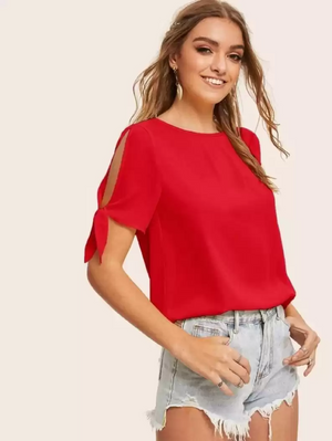TANDUL  Casual Regular Sleeves Solid Women Red Top