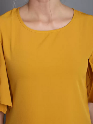 TANDUL  Casual Regular Sleeves Solid Women Yellow Top