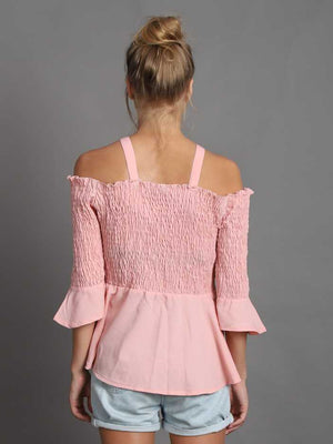 Casual Regular Sleeves Solid Women Pink Top