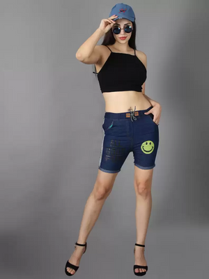TANDUL  Graphic Print Women Blue Basic Shorts
