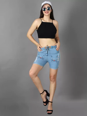 TANDUL  Graphic Print Women Blue Basic Shorts