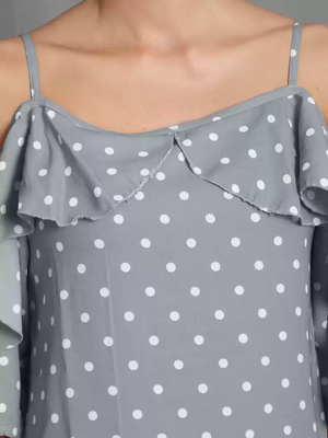 TANDUL  Casual Shoulder Straps Polka Print Women Multicolor Top