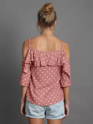 TANDUL  Casual Shoulder Straps Polka Print Women Multicolor Top