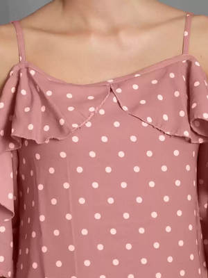 TANDUL  Casual Shoulder Straps Polka Print Women Multicolor Top