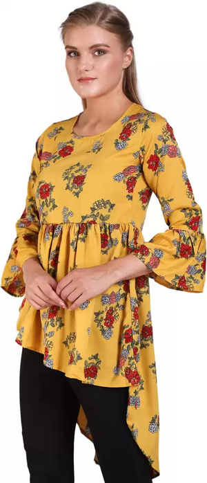 TANDUL  Casual Bell Sleeves Floral Print Women Multicolor Top