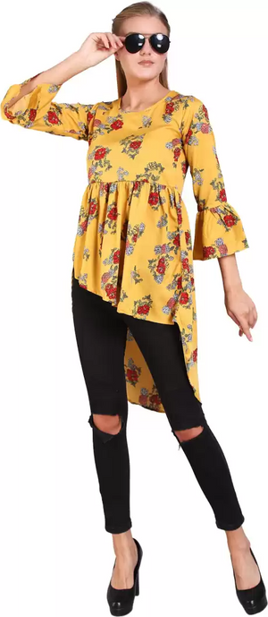 TANDUL  Casual Bell Sleeves Floral Print Women Multicolor Top