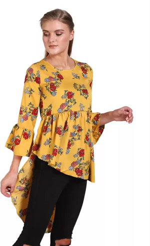 TANDUL  Casual Bell Sleeves Floral Print Women Multicolor Top