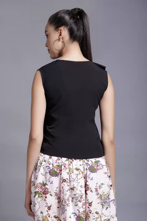 TANDUL  Casual Sleeveless Solid Women Black Top