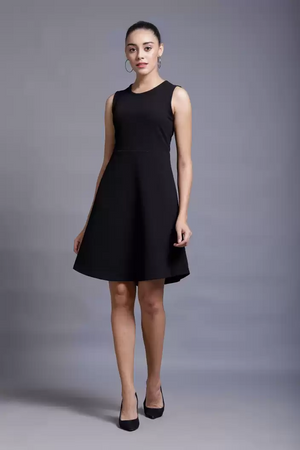 TANDUL  Women Skater Black Dress