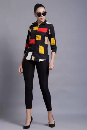 TANDUL  Women Regular Fit Color Block Formal Shirt