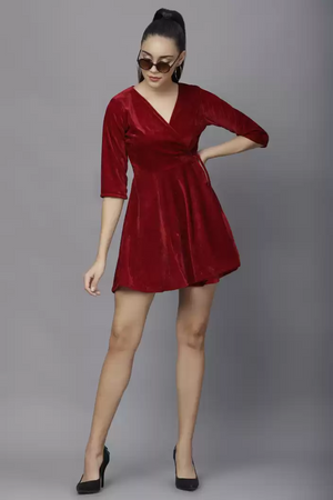TANDUL INSTA Women Wrap Maroon Dress