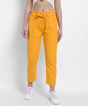 TANDUL  Regular Fit Women Yellow Cotton Blend Trousers