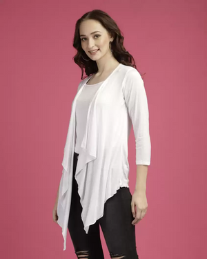 TANDUL  Women 3/4th Sleeve White Shrug
