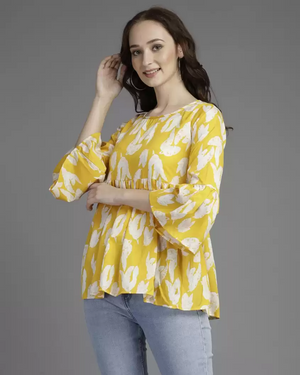 TANDUL  Casual Bell Sleeves Printed Women Multicolor Top