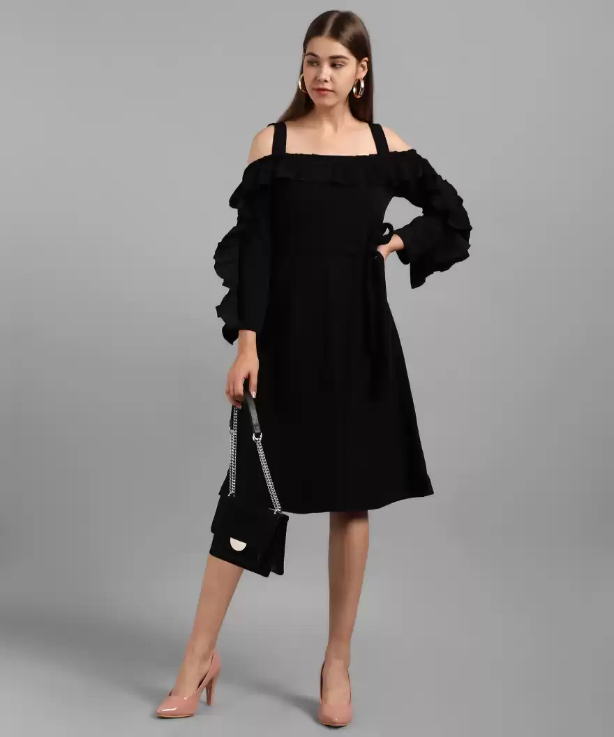 TANDUL  Women A-line Black Dress