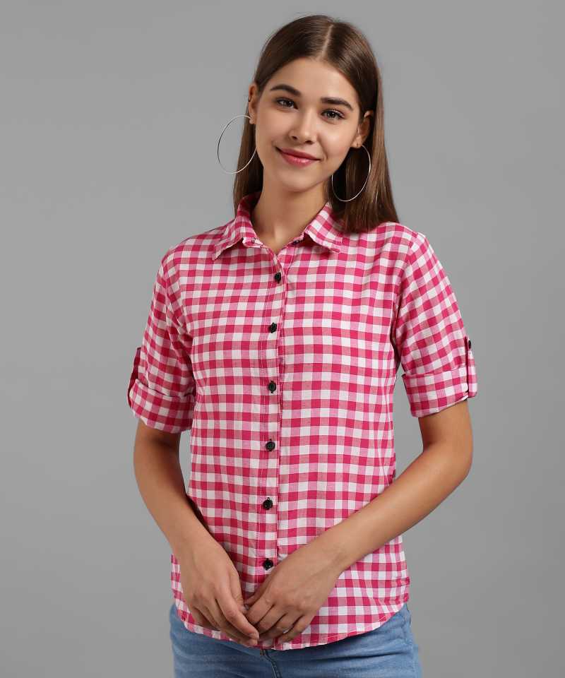 TANDUL  Women Regular Fit Self Design, Checkered Casual Shirt
