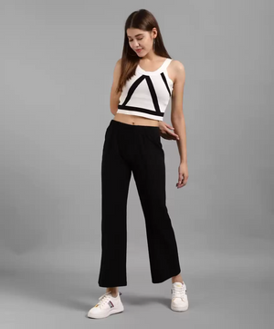 TANDUL  Regular Fit Women Black Lycra Blend Trousers
