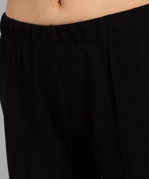 TANDUL  Regular Fit Women Black Lycra Blend Trousers