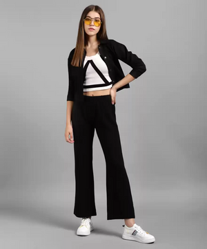 TANDUL  Regular Fit Women Black Lycra Blend Trousers