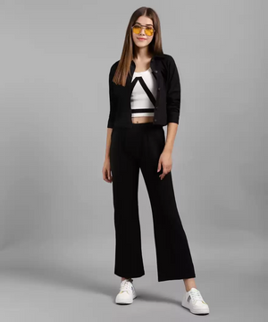 TANDUL  Regular Fit Women Black Lycra Blend Trousers