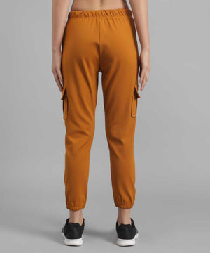 Regular Fit Women Yellow Lycra Blend Trousers