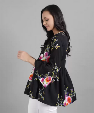 TANDUL  Casual Bell Sleeves Printed Women Multicolor Top
