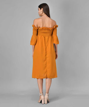 TANDUL  Women Gathered Yellow Dress