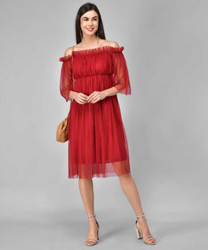 TANDUL  Women Layered Maroon Dress